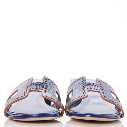 Hermes Patent Epsom Oasis Sandals 40 Bleu Saphir 2 of 8