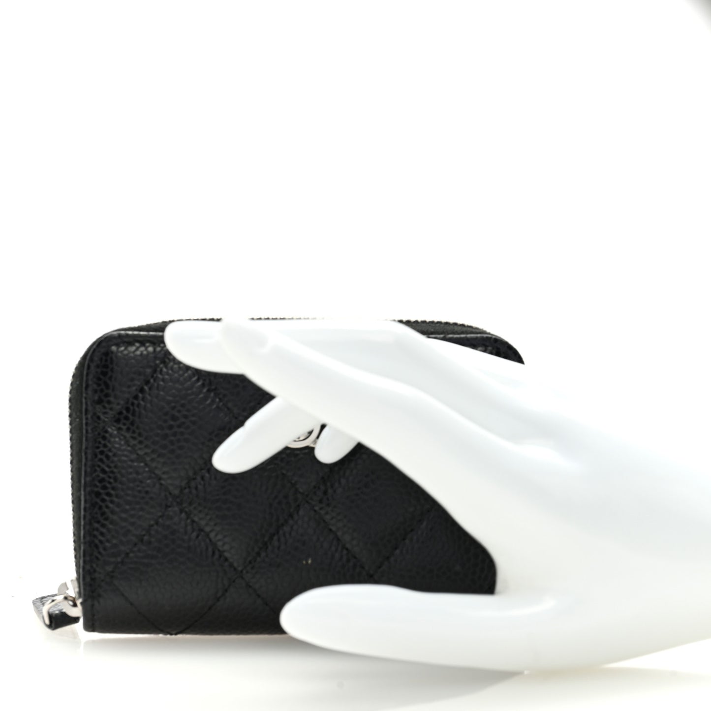 Caviar Quilted Zip Coin Purse Black