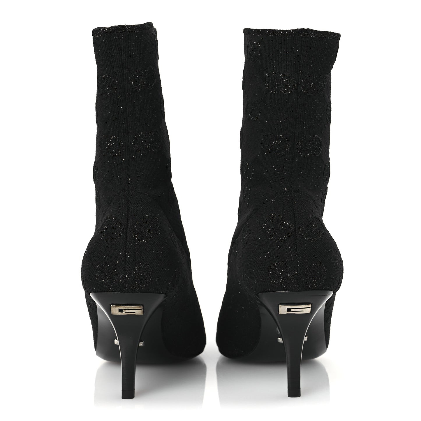 Technical Jersey Knit GG Monogram Square G 75mm Ankle Boots 38 Black Gray