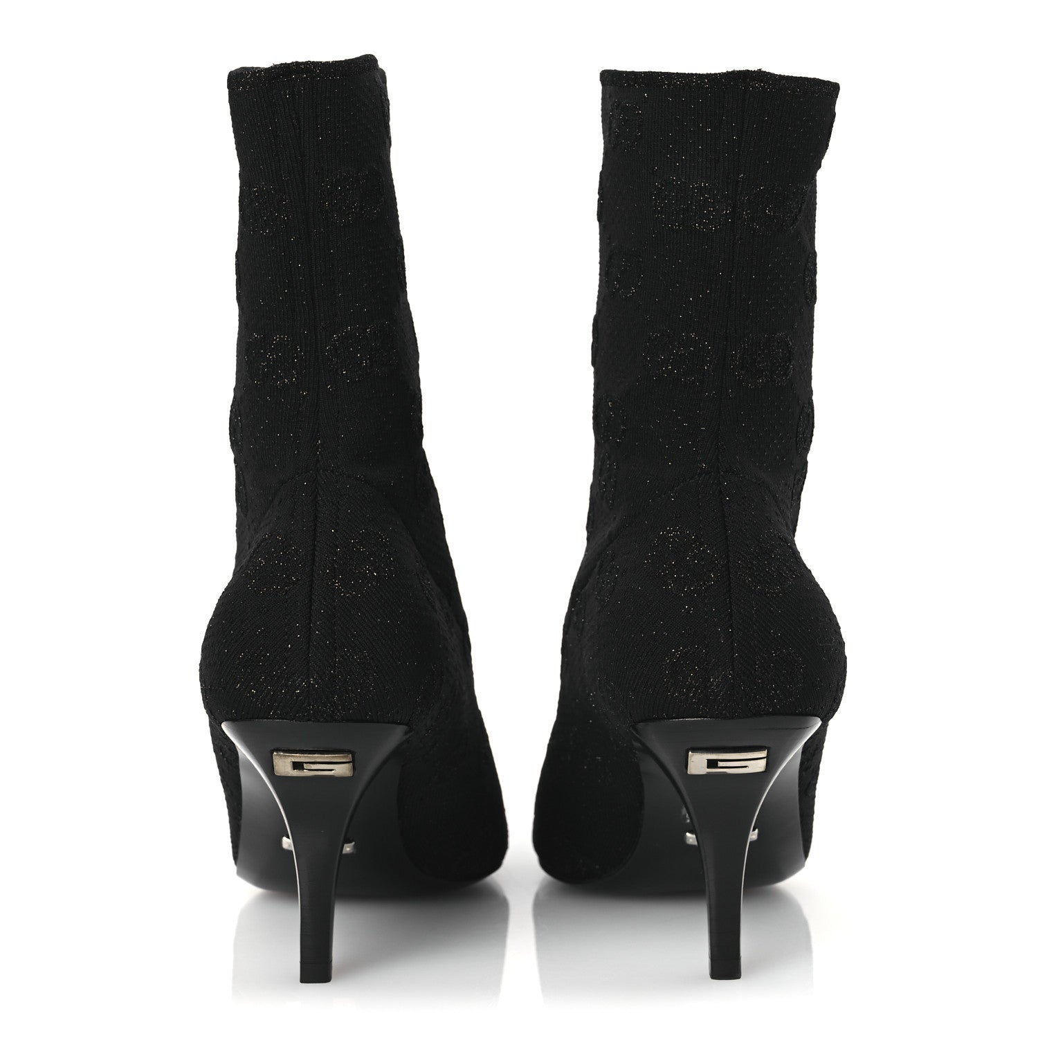 Gucci Technical Jersey Knit GG Monogram Square G 75mm Ankle Boots 38 Black Gray 6 of 11