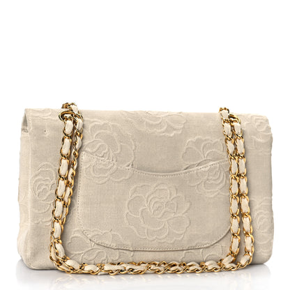 Chanel Canvas Camellia Embroidered Medium Double Flap Ivory 2 of 11