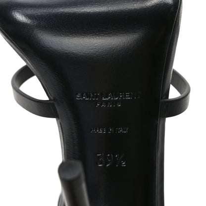 Saint Laurent Calfskin Cassandra Palm Logo 110 Ankle Strap Sandals 39.5 Black 6 of 7