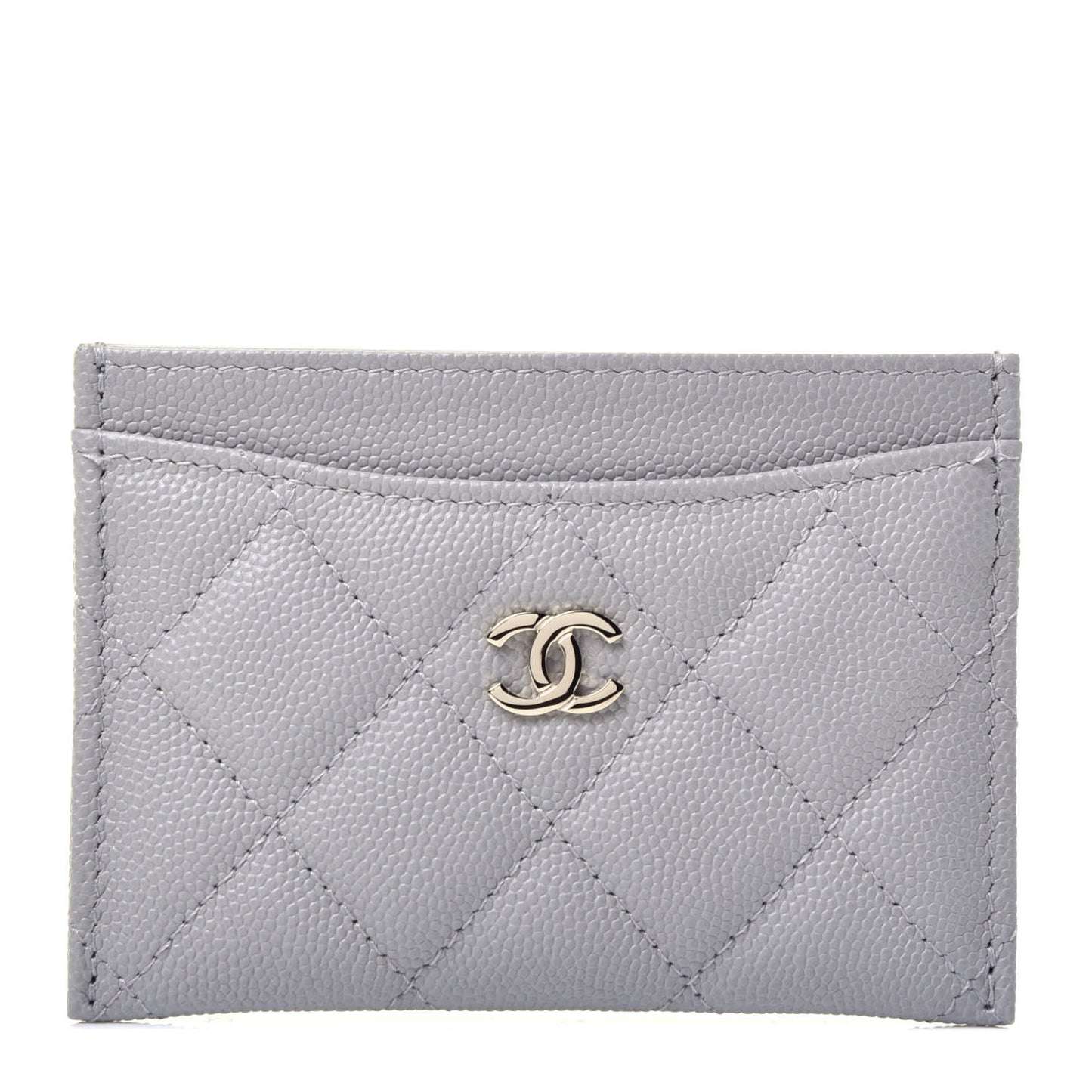Caviar Quilted Card Holder Grey