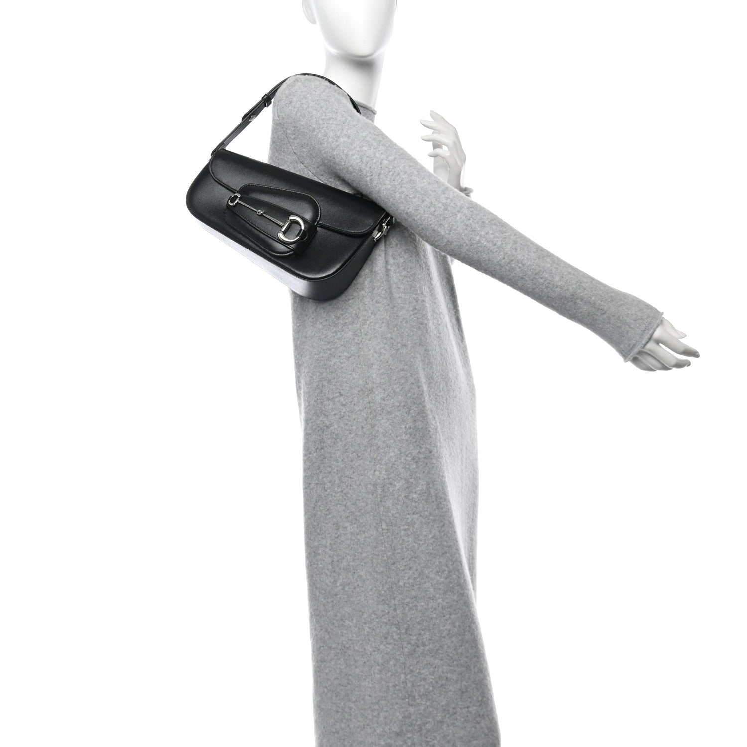 Gucci Demetra Small Horsebit 1955 Asymmetric Shoulder Bag Black 2 of 10