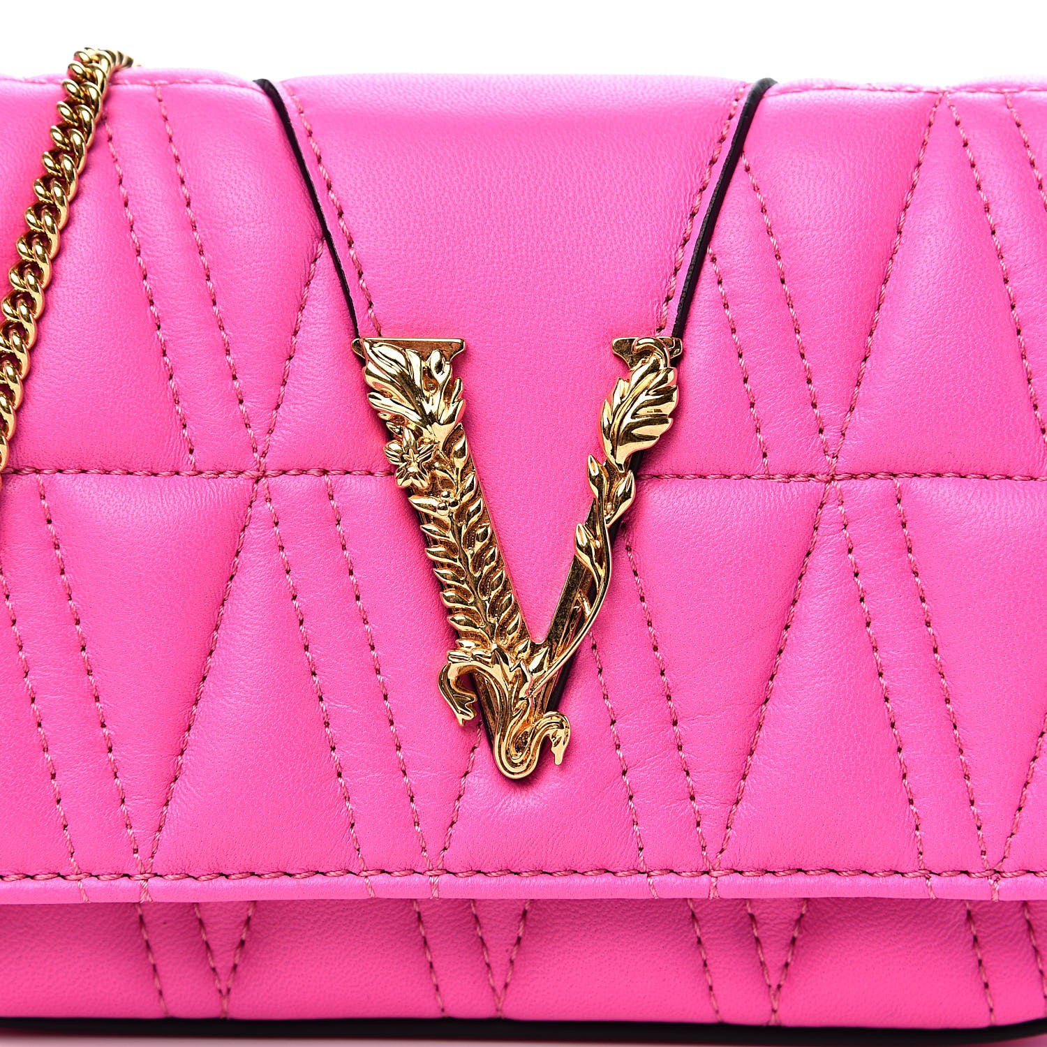 Versace Nappa Quilted Virtus Evening Bag Pink 9 of 9