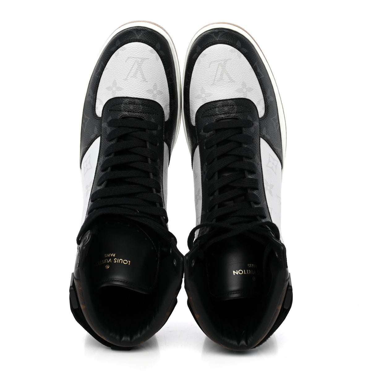 Calfskin Monogram Mens Rivoli High Top Sneakers 10 Black
