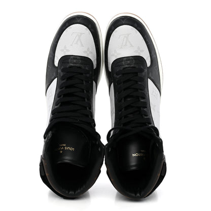 Louis Vuitton Calfskin Monogram Mens Rivoli High Top Sneakers 10 Black 5 of 9