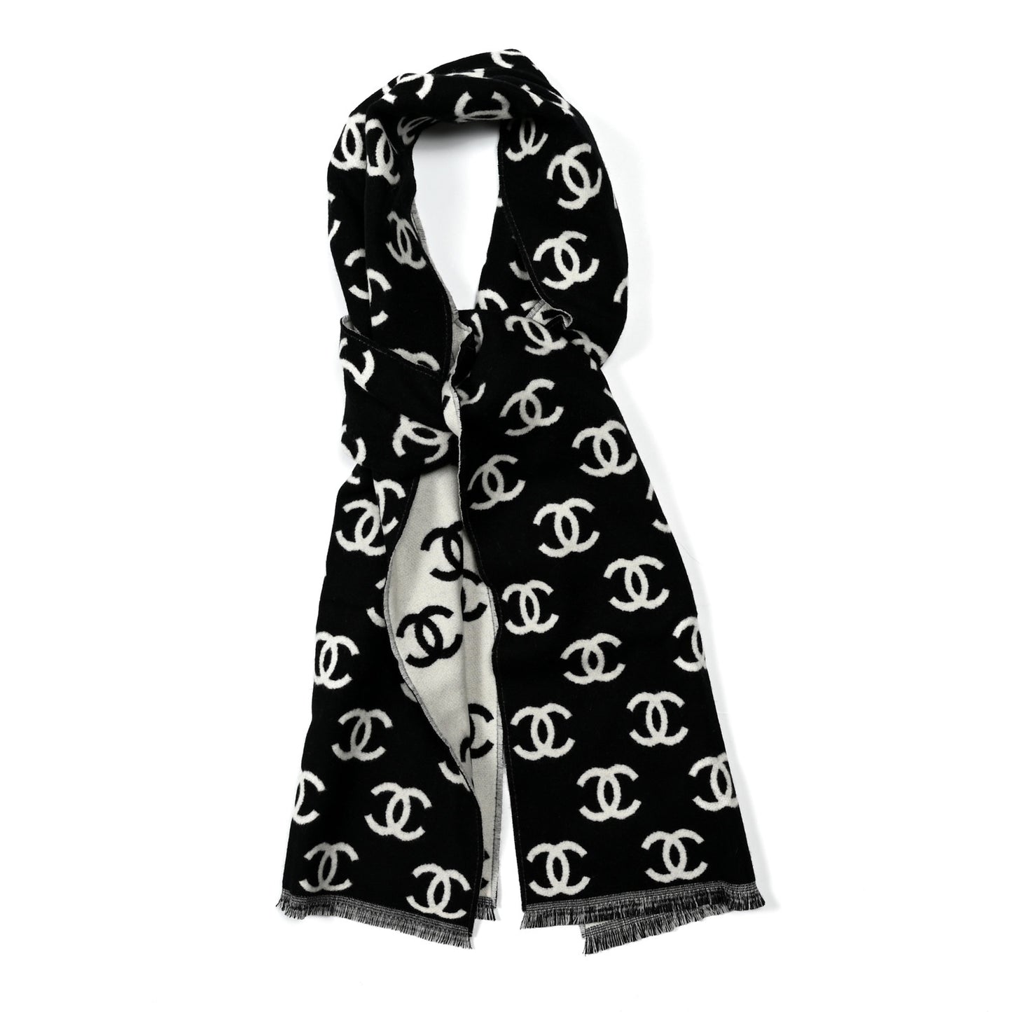 Wool Cashmere CC Scarf Black White