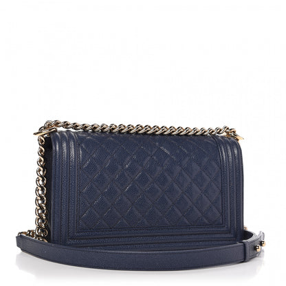 Chanel Caviar Quilted Medium Boy Flap Blue 4 of 19