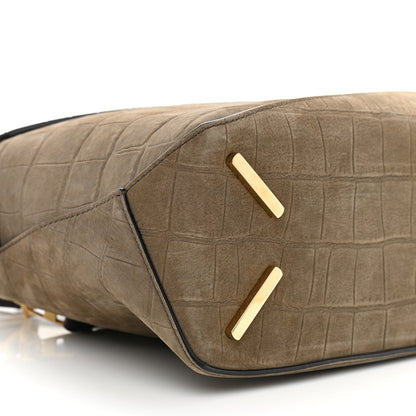 Loewe Nubuck Crocodile Embossed Small Puzzle Bag Olive 8 of 9
