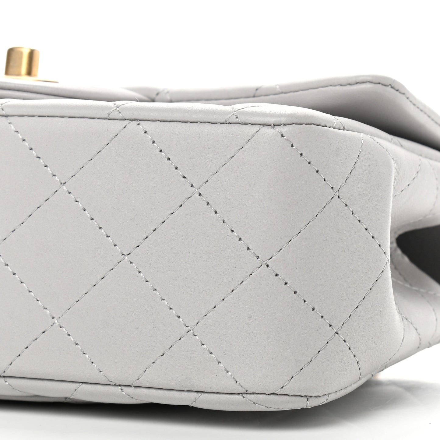 Lambskin Quilted Mini Top Handle Rectangular Flap Grey