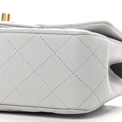 Chanel Lambskin Quilted Mini Top Handle Rectangular Flap Grey 9 of 11