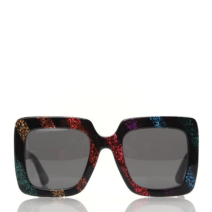 Gucci Acetate Oversize Stripe Sunglasses GG0328S Black Multi 2 of 7