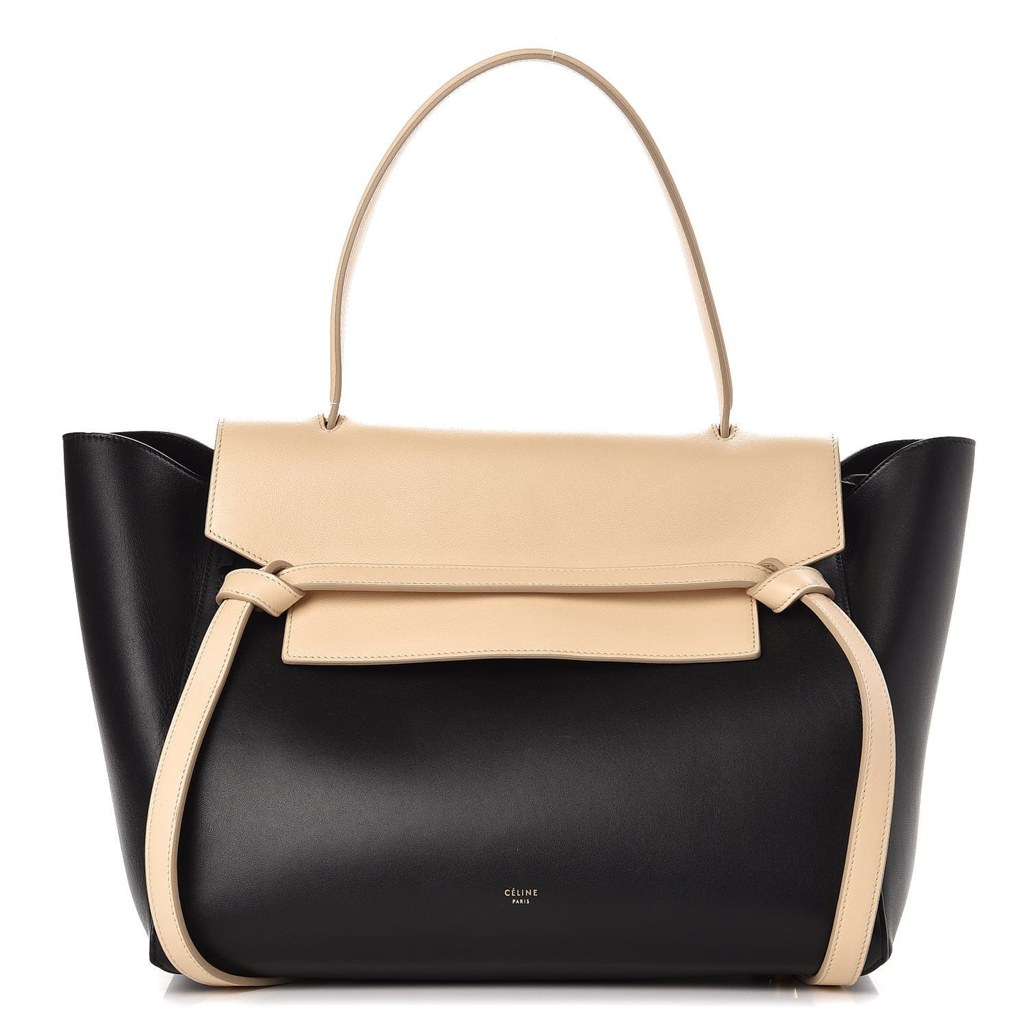 Smooth Calfskin Small Bi-Color Belt Bag Black Cream