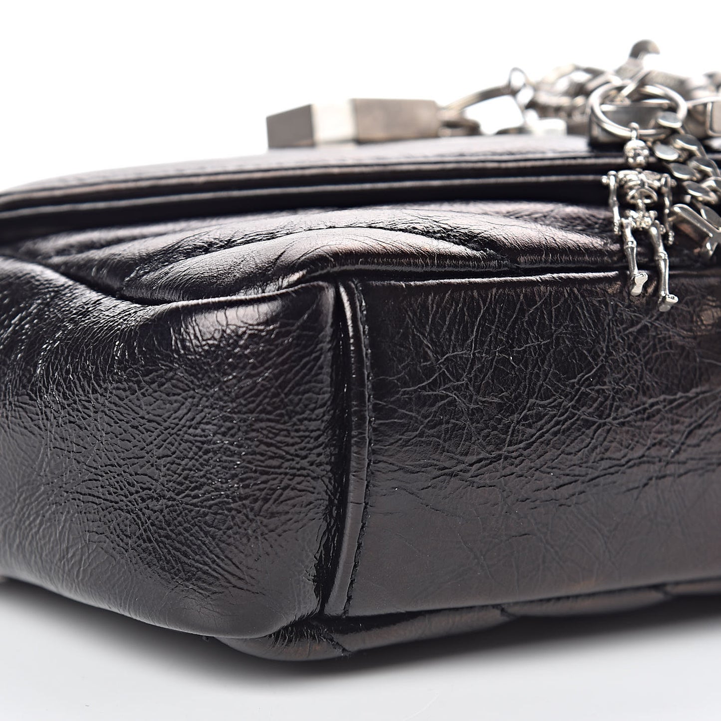 Calfskin Matelassé Monogram Classic Baby Punk Chain Bag Black