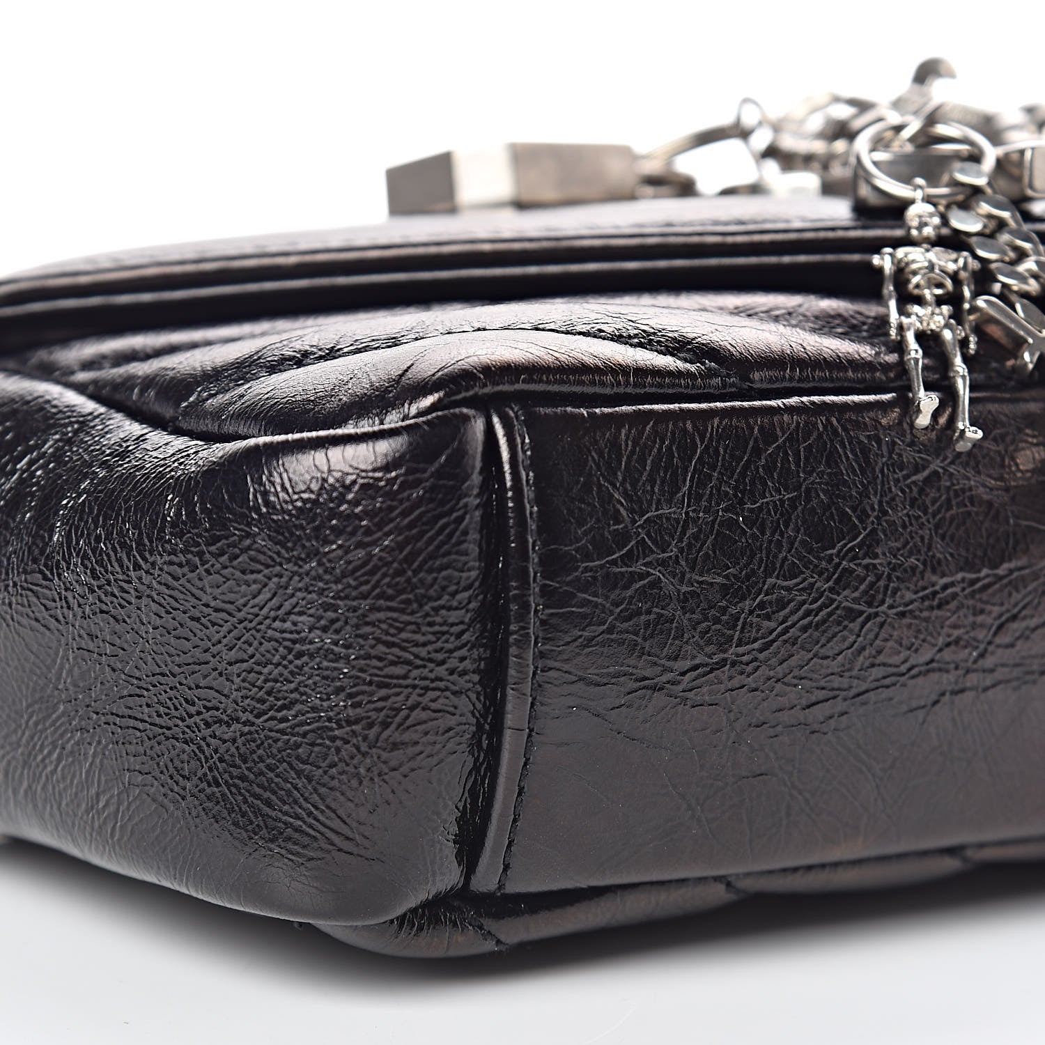 Saint Laurent Calfskin Matelassé Monogram Classic Baby Punk Chain Bag Black 9 of 10