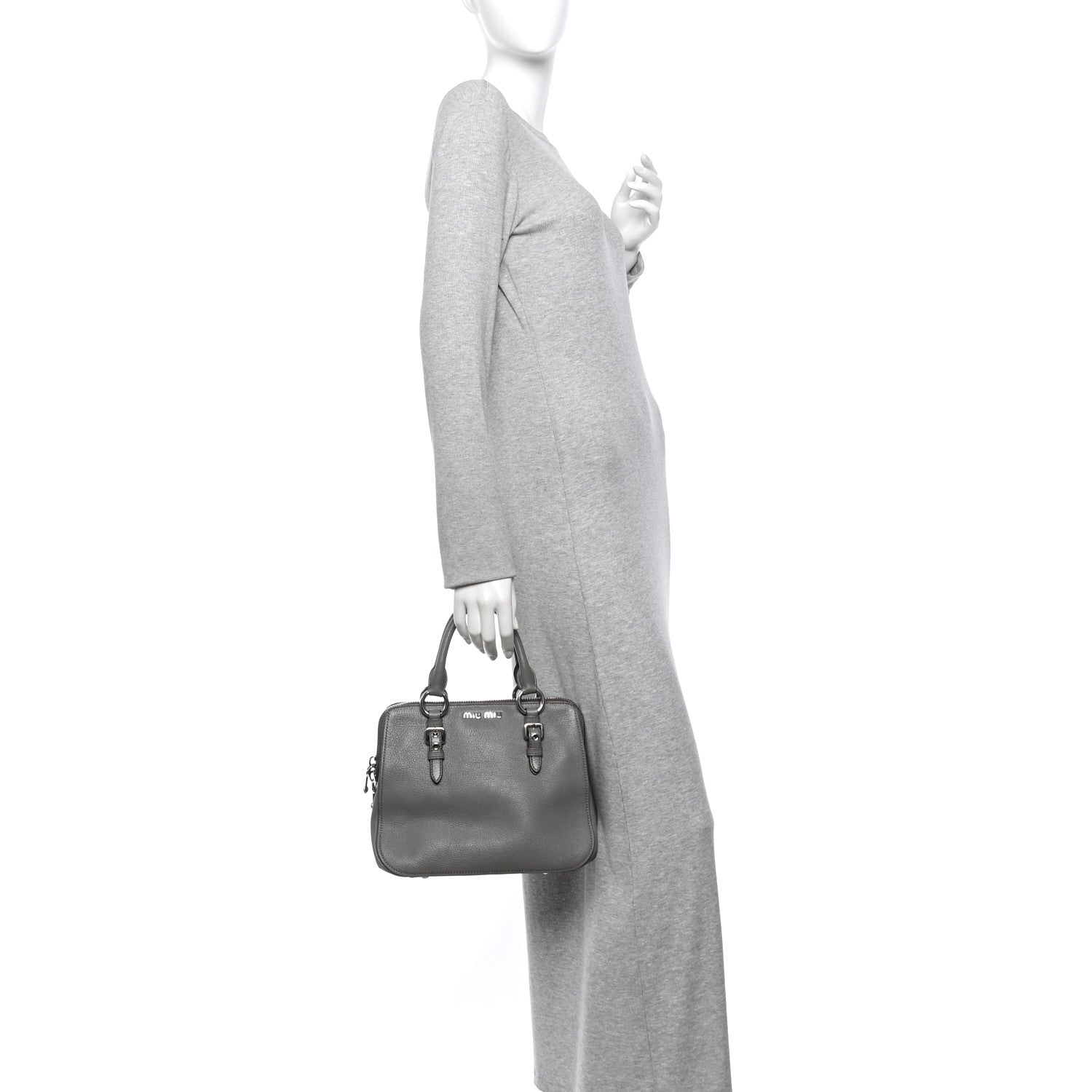 Miu Miu Goatskin Madras Bauletto Pomice 2 of 13