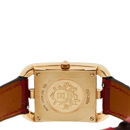 Hermes 18K Yellow Gold Alligator Diamond Mother of Pearl 23mm Cape Cod Quartz Watch Braise 4 of 5