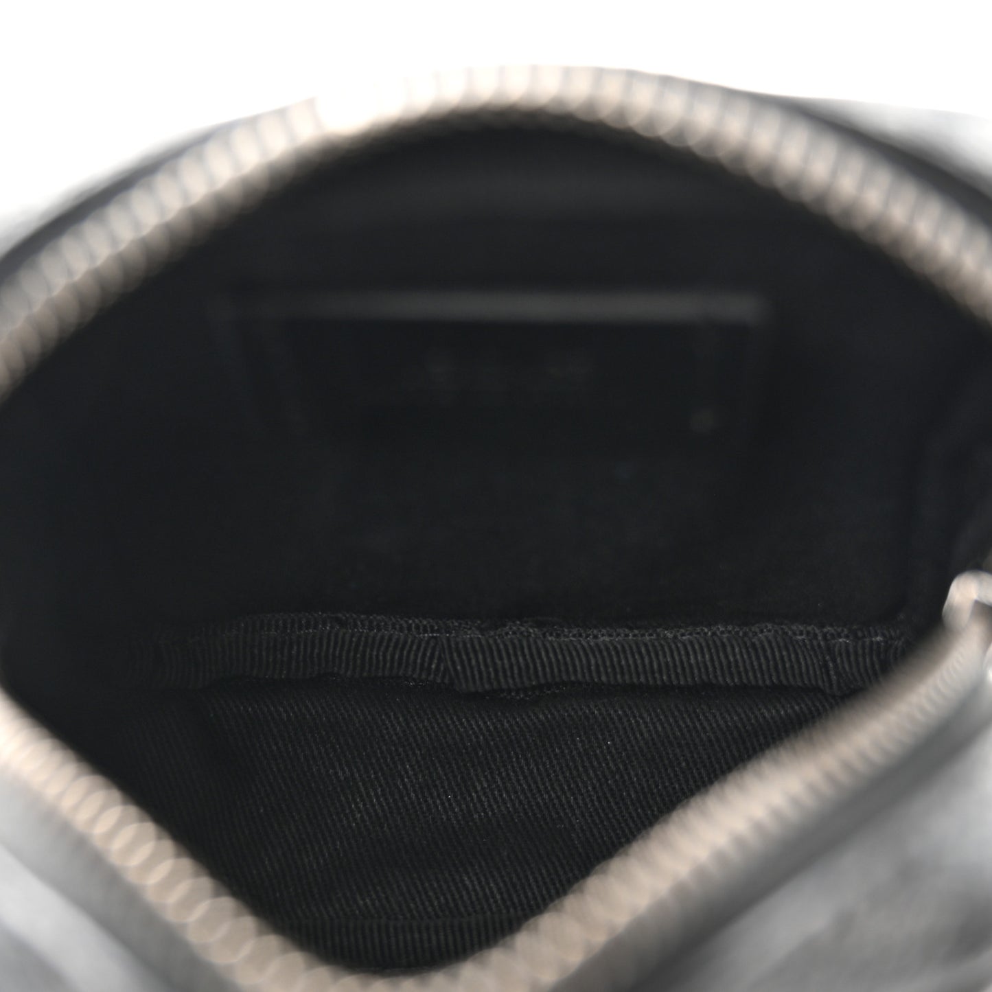 Coated Canvas Calfskin La Greca Square Zip Pouch Black Gray
