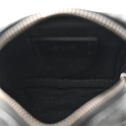 Versace Coated Canvas Calfskin La Greca Square Zip Pouch Black Gray 5 of 6