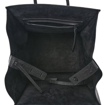 Celine Crocodile Embossed Calfskin Medium Phantom Luggage Black 5 of 10