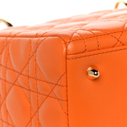 Christian Dior Lambskin Cannage Medium Lady Dior Orange 10 of 12