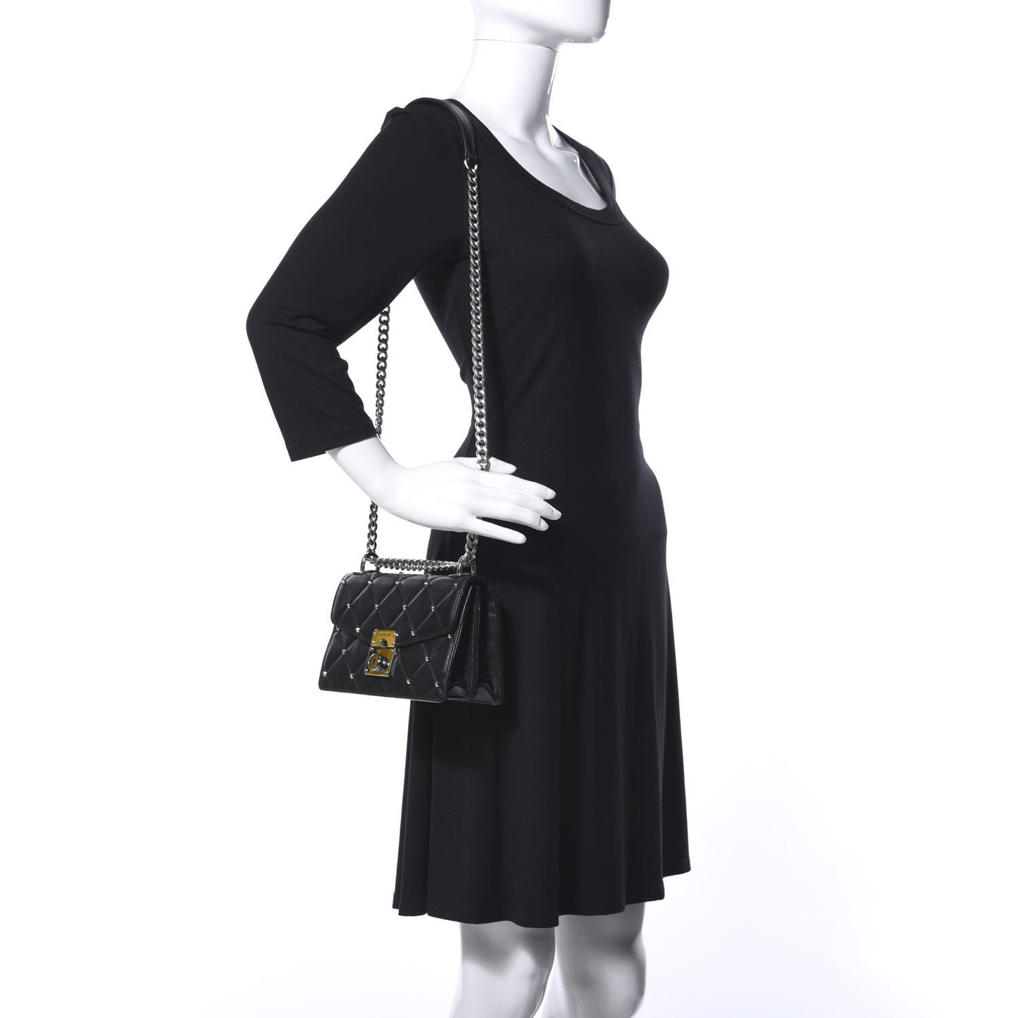 Pattina Nappa Crystal Studded Borchie Flap Bag Black