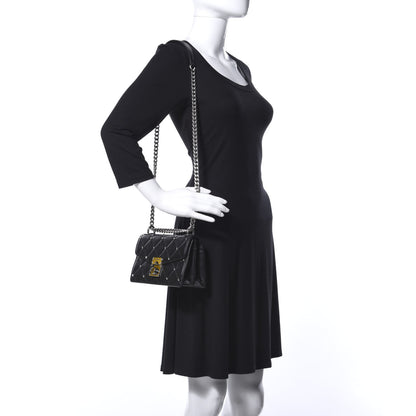 Miu Miu Pattina Nappa Crystal Studded Borchie Flap Bag Black 2 of 14