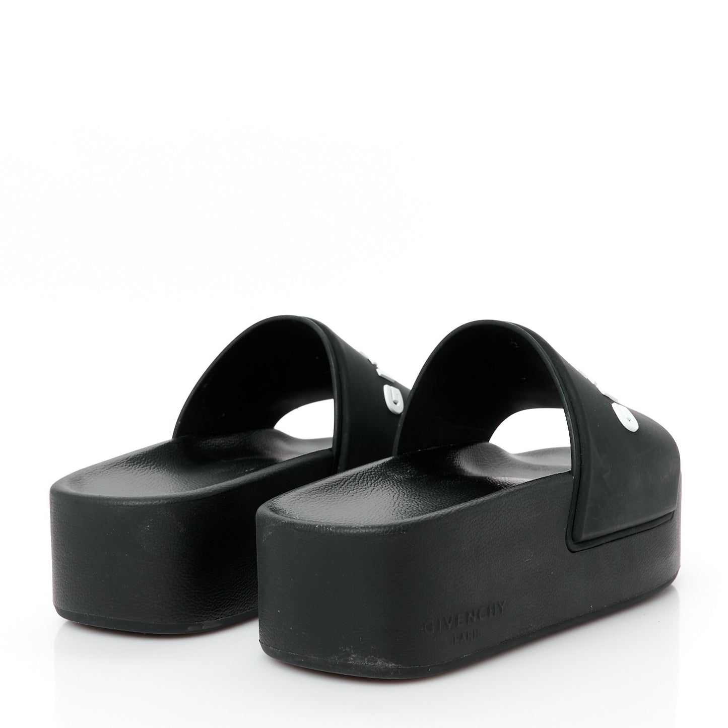 Rubber Logo Platform Slides 38 Black