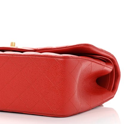 Chanel Pearly Caviar Quilted Jumbo Double Flap Orange 10 of 11