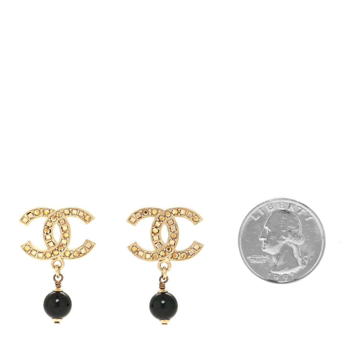 Crystal Resin CC Drop Earrings Gold Black Yellow