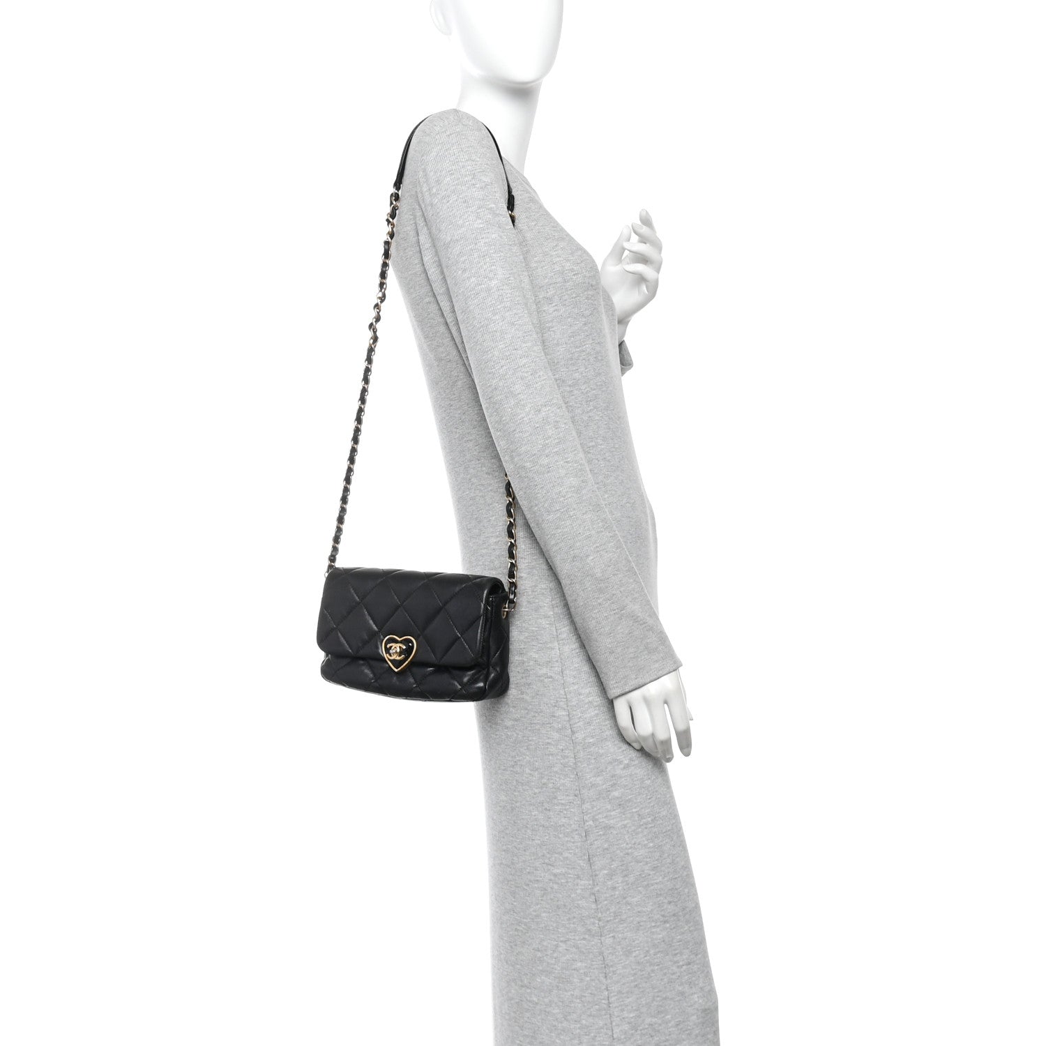 Chanel Lambskin Plexiglass Quilted Coco Love Flap Black 2 of 15