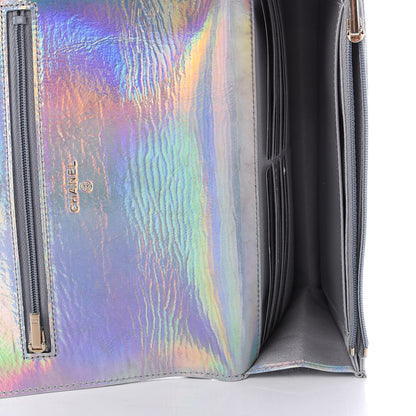 Chanel Iridescent Goatskin Quilted Wallet On Chain WOC Silver 5 of 11