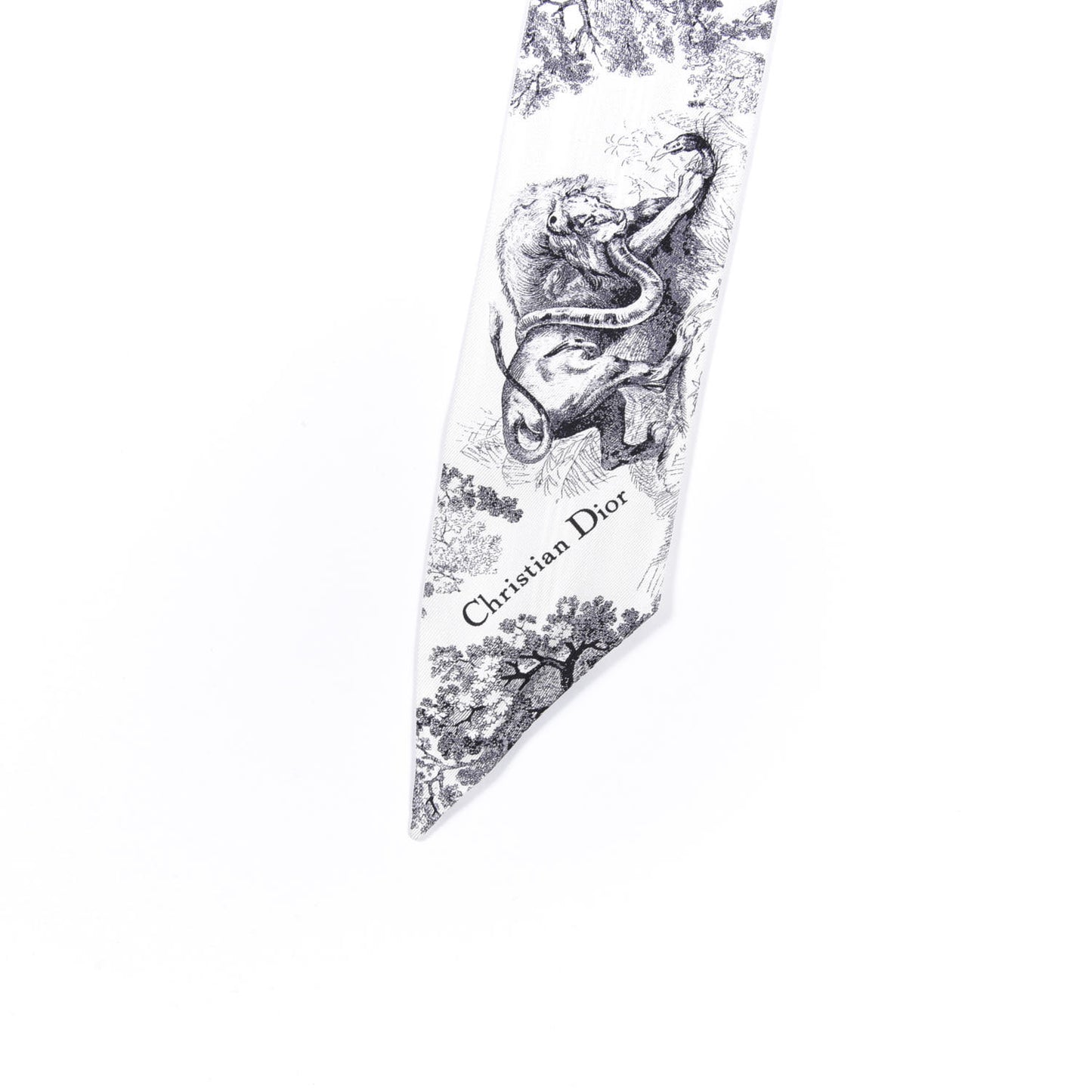 Silk Toile De Jouy Mitzah Scarf Navy Blue
