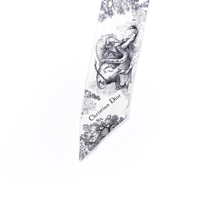 Christian Dior Silk Toile De Jouy Mitzah Scarf Navy Blue 3 of 6