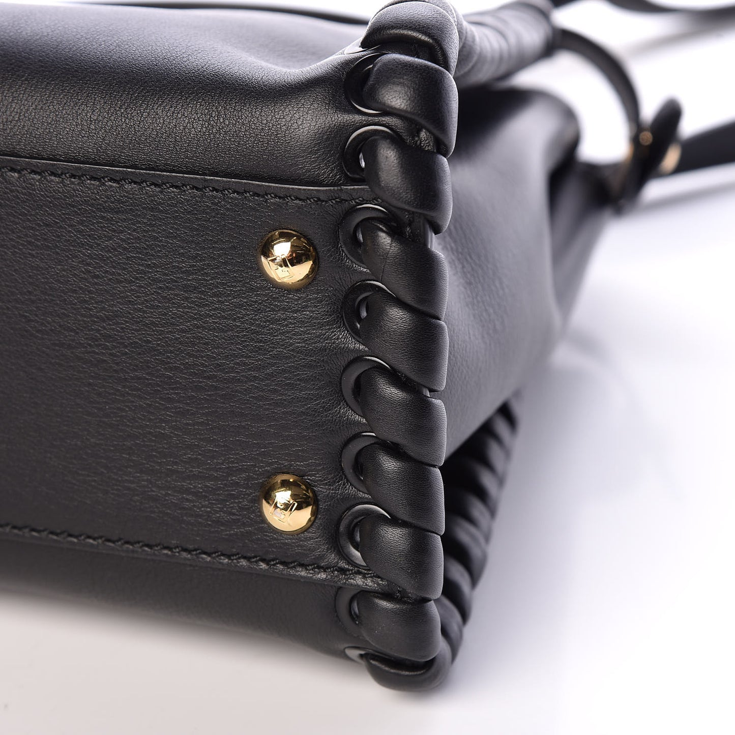 Vitello Seta Lace Up Medium Peekaboo Iconic Satchel Black