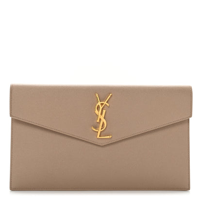 Saint Laurent Grain De Poudre Uptown Pouch Dark Beige 1 of 9