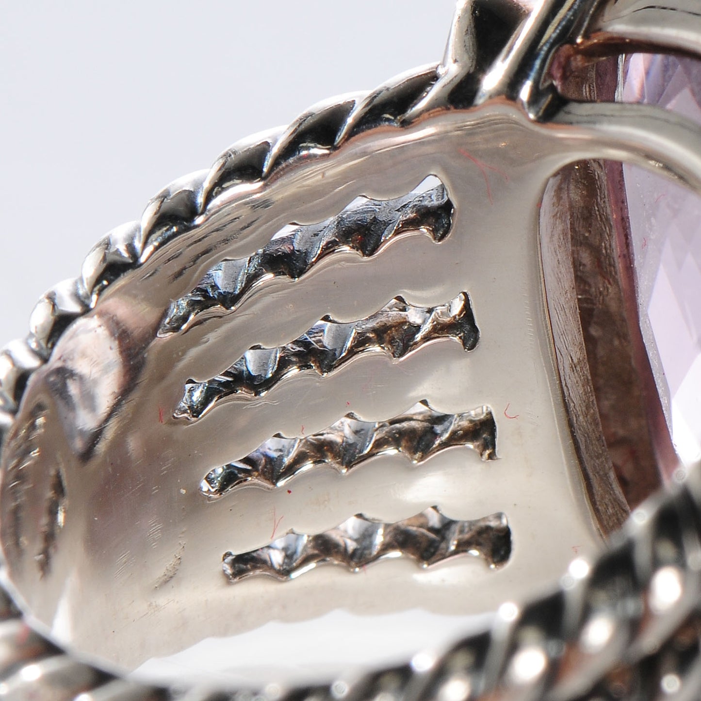 Sterling Silver Diamond Morganite 20mm Wheaton Ring 54 7