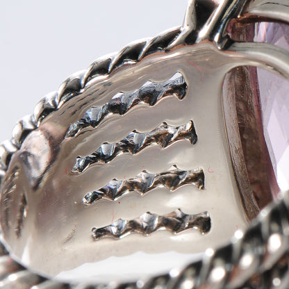 David Yurman Sterling Silver Diamond Morganite 20mm Wheaton Ring 54 7 3 of 4