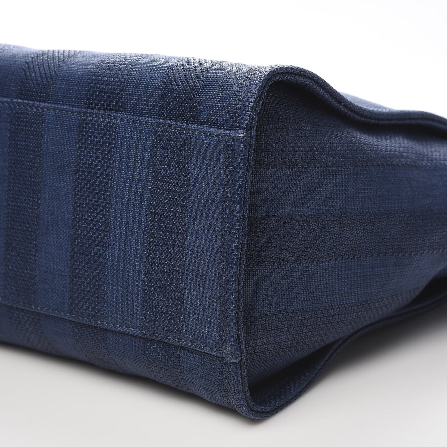 Mixed Fibers Striped Medium Deauville Tote Navy Blue