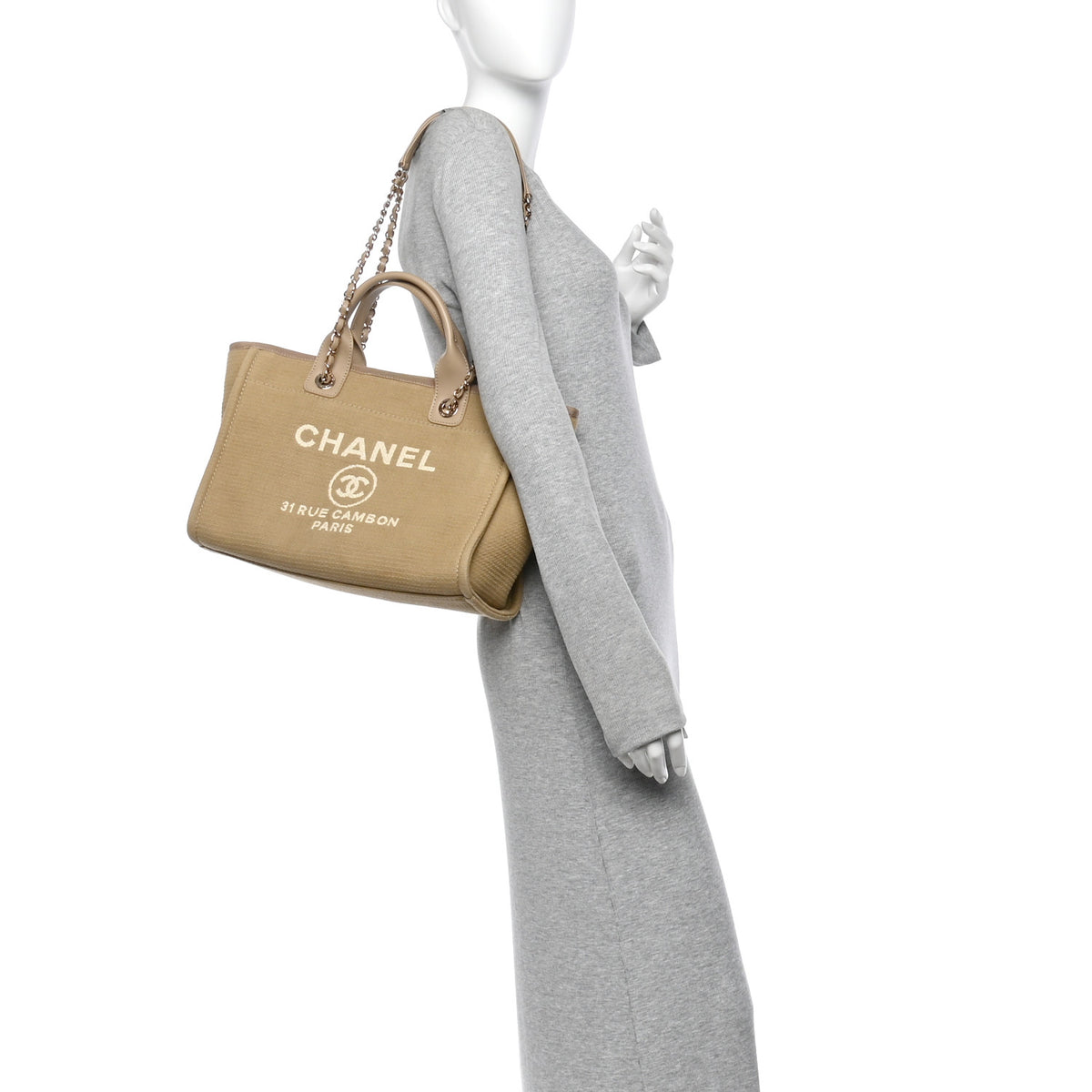 Chanel Mixed Fibers Small Deauville Tote Beige 3 of 19