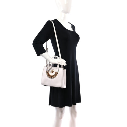Versace Grained Calfskin Small La Medusa Chain Tote White 2 of 9