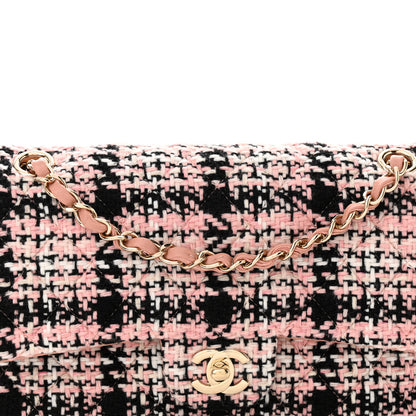 Chanel Tweed Quilted Medium Double Flap Pink Black White 8 of 12