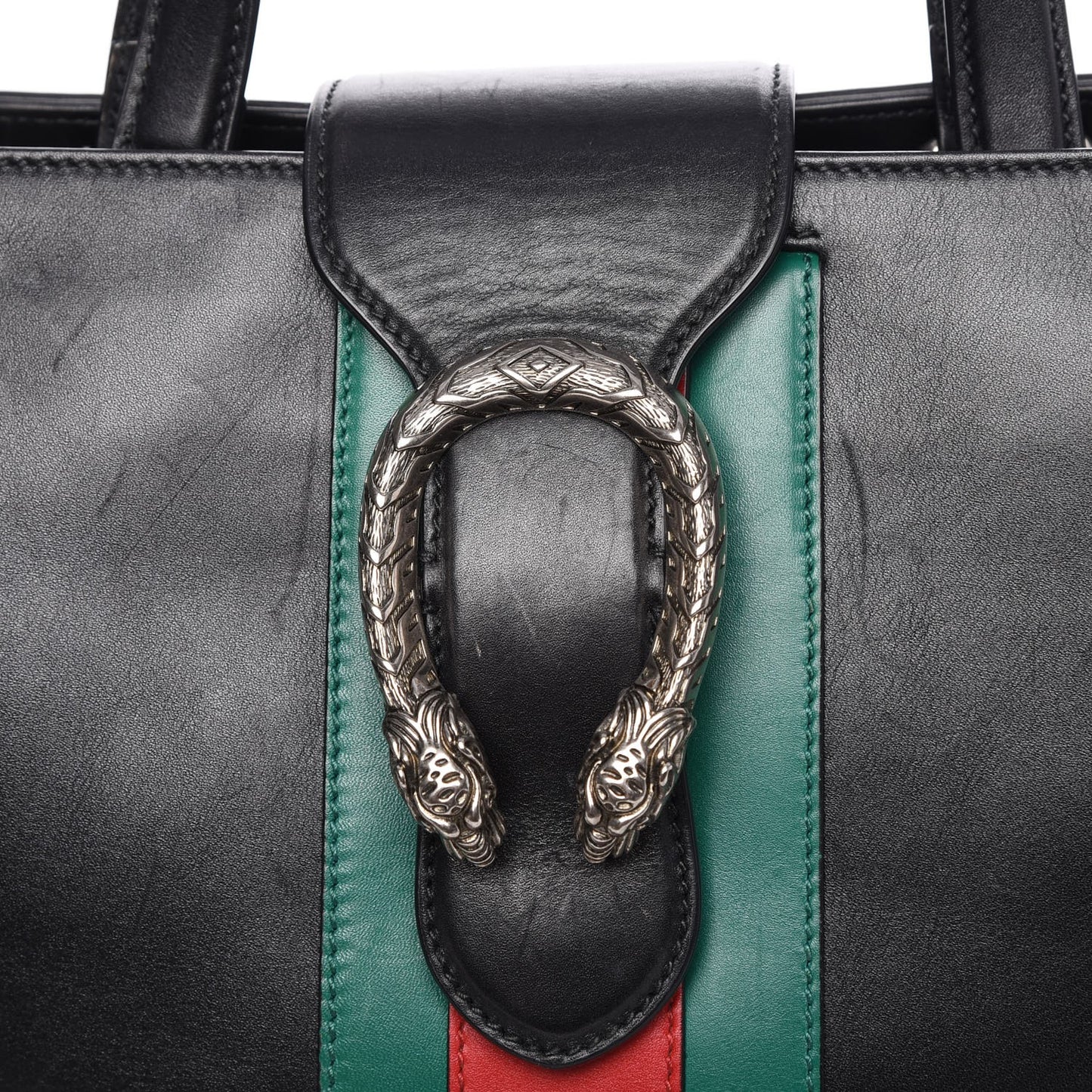 Calfskin Web Stripe Large Dionysus Tote Bag Black