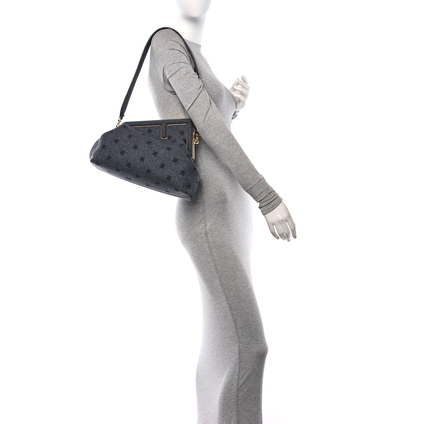 Flannel Karligraphy Embroidered Medium Fendi First Grey