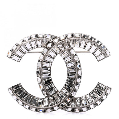 Chanel Baguette Crystal CC Brooch Silver 1 of 4