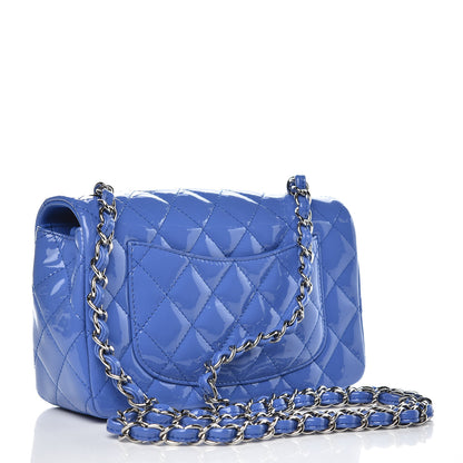 Chanel Patent Calfskin Quilted Mini Rectangular Flap Blue 3 of 7