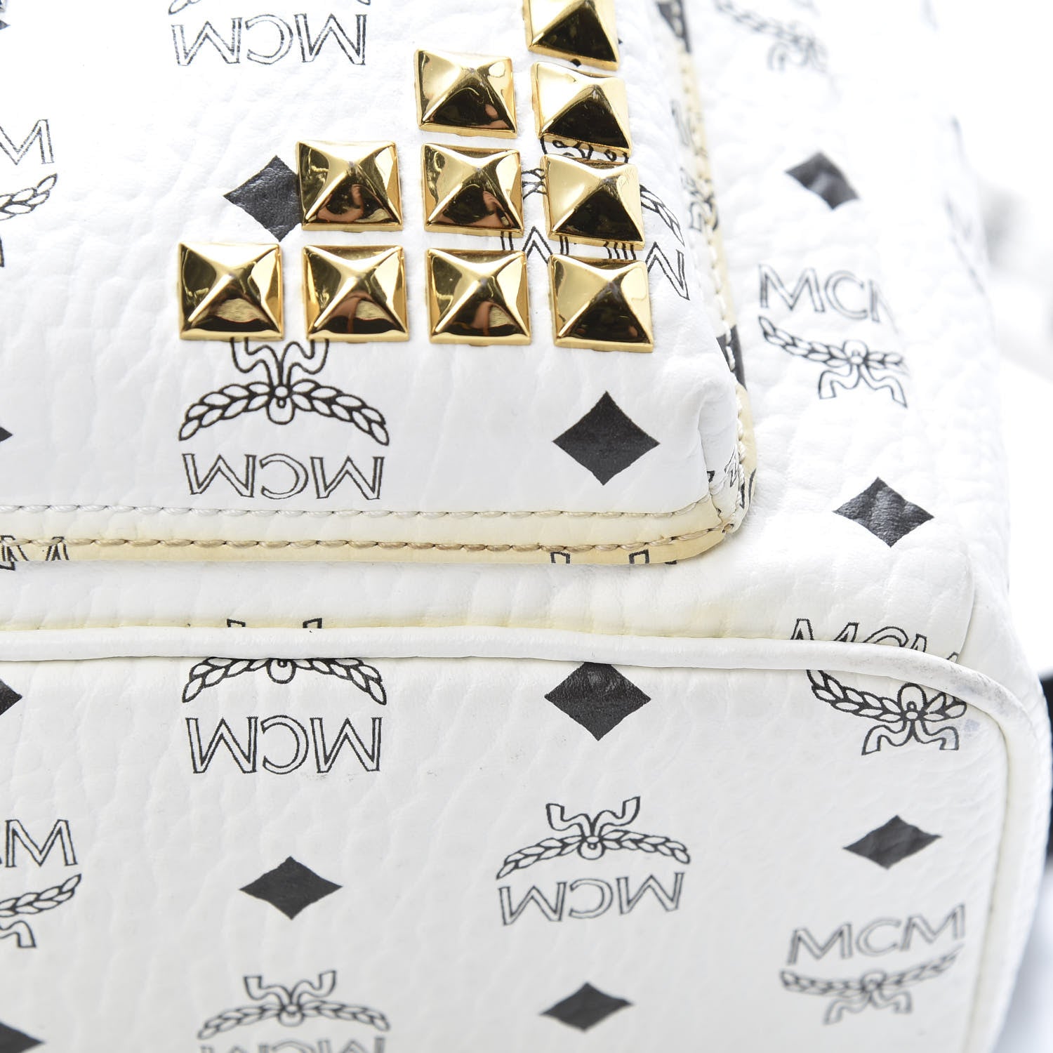 MCM Visetos Studded Small Stark M Backpack White 11 of 16