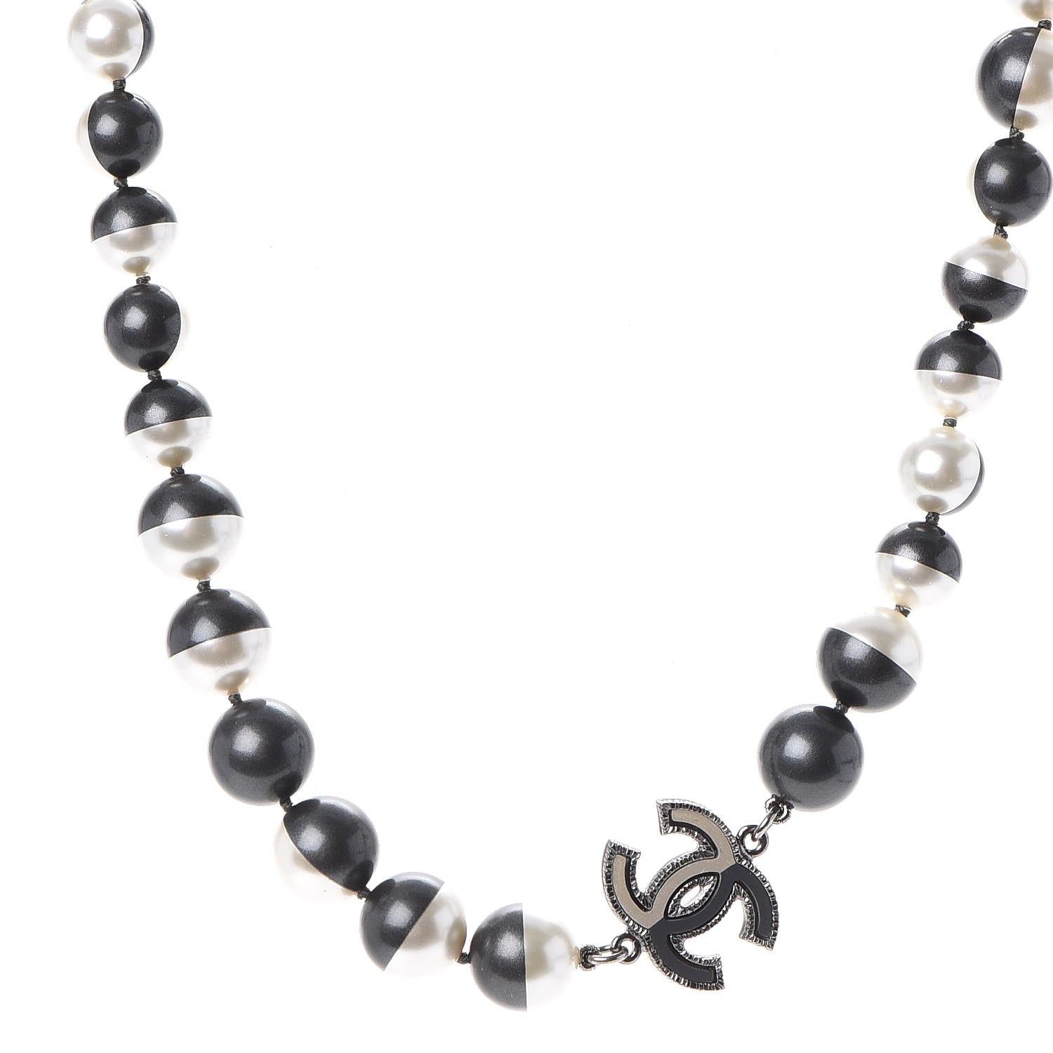 Chanel Ruthenium Resin Bead CC Choker Necklace Dark Grey 1 of 6