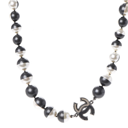 Chanel Ruthenium Resin Bead CC Choker Necklace Dark Grey 1 of 6